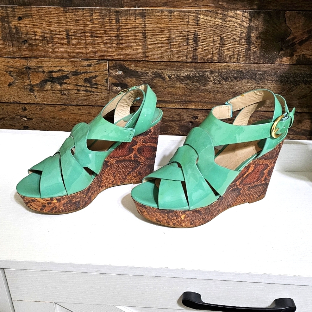 Joan & David teal wedges